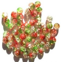 50 6mm Crackle Crystal/Strawberry/Lime